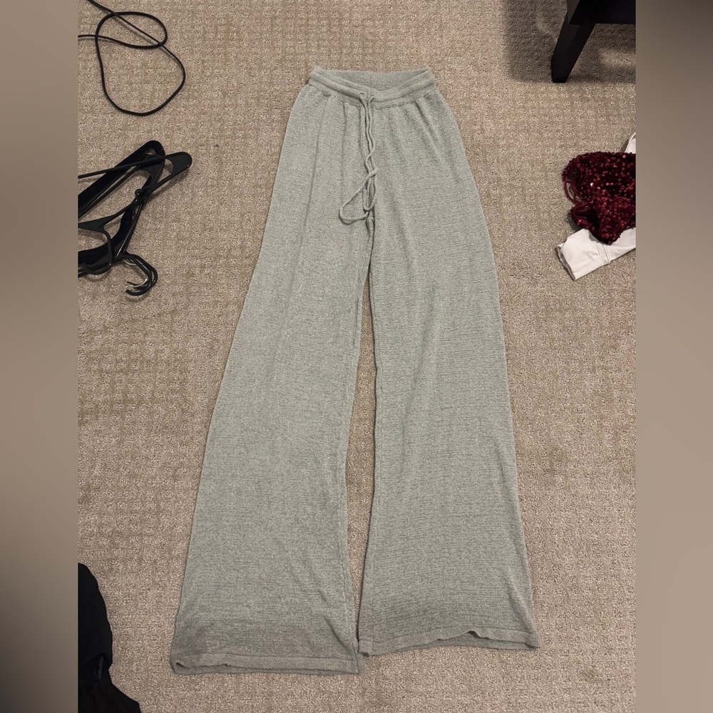 White Fox Light Gray Knit lounge pants